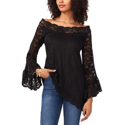 Womens Off-The-Shoulder Lace Blouse