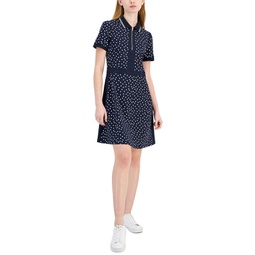 Womens Dot-Print A-Line Dress