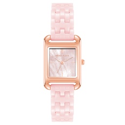 Womens Quartz Pink Ceramic Watch 23mm