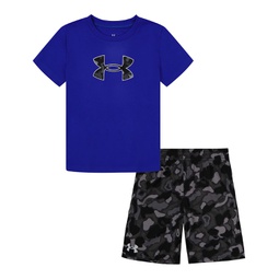 Little & Toddler Boys Printed T-Shirt and Shorts Set