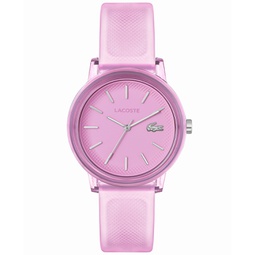 Womens L.12.12 Quartz Pink Semi-Transparent Silicone Strap Watch 36mm