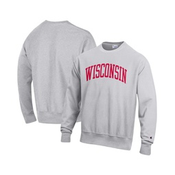 Mens Ash Wisconsin Badgers Big and Tall Reverse Weave Fleece Crewneck Pullover Sweatshirt