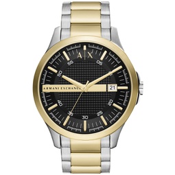 Mens Hampton Three Hand Date Two-Tone Stainless Steel Watch 46mm