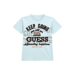 Big Boys Short Sleeve with Applique Embroidery and Screen Print Verbiage T-shirt