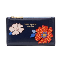 Dottie Bloom Flower Applique Saffiano Leather Small Slim Bifold Wallet