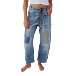 Womens Moxie Cotton Low-Slung Barrel Jeans