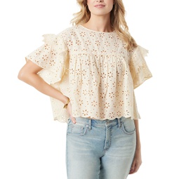 Womens Maja Cotton Eyelet-Embroidered Top
