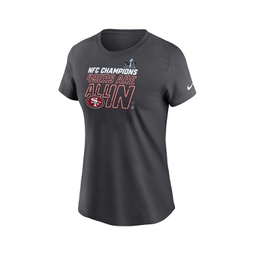 Womens Anthracite San Francisco 49ers 2023 NFC Champions Locker Room Trophy Collection T-shirt