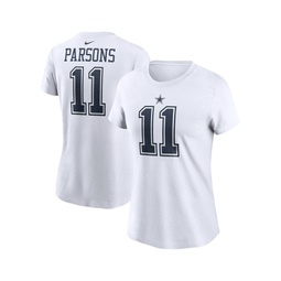 Womens Micah Parsons White Dallas Cowboys Player Name and Number T-shirt