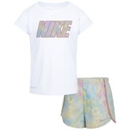 Little Girls Dri-FIT T-shirt and Sprinter Shorts 2 Piece Set