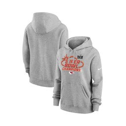 Womens Heather Gray Kansas City Chiefs Super Bowl LVIII Champions Locker Room Trophy Collection Pullover Hoodie