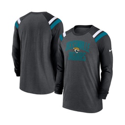 Mens Heathered Charcoal Black Jacksonville Jaguars Tri-Blend Raglan Athletic Long Sleeve Fashion T-shirt