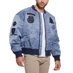Mens Ace Embroidered Patch Full-Zip Bomber Jacket
