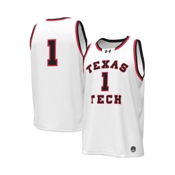 Mens #1 White Texas Tech Red Raiders Throwback Replica Basketball Jersey