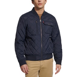 Mens Regular-Fit Diamond-Quilted Bomber Jacket