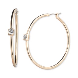 Gold-Tone Medium Crystal Hoop Earrings 1.43