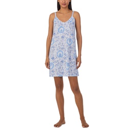 Womens Floral Double-Strap Nightgown