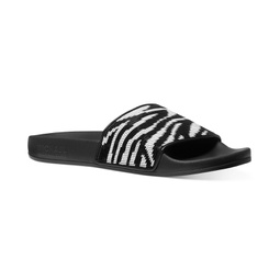 Womens Gilmore Zebra Sequin Slide Sandals