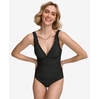 Womens Scalloped-Neck One-Piece Swimsuit