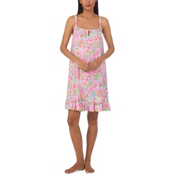 Womens Short Tunnel Neck Strap Nightgown