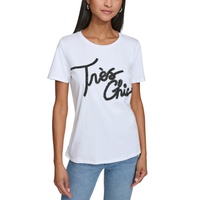 Womens Tres Chic Fringe-Logo T-Shirt