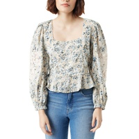 Womens Lainey Floral-Print Lace-Sleeve Blouse