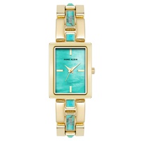 Womens Quartz Gold-Tone Alloy LinkTurquoise Bracelet Watch 21mm