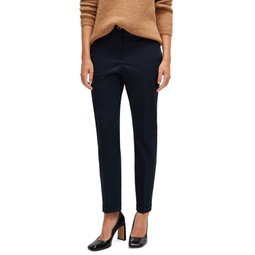 Womens Stretch-Cotton Twill Regular-Fit Trousers