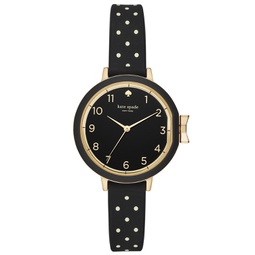 Womens Park Row Black Dot Silicone Strap Watch 34mm