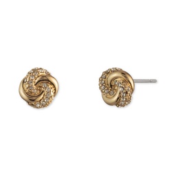 Gold-Tone Pave Knot Stud Earrings