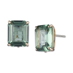 Gold-Tone Color Crystal Square Stud Earrings