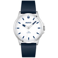 HUGO First Mens Blue Leather Strap Watch 43mm
