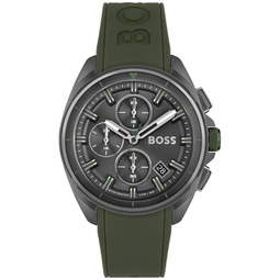 BOSS Volane Mens Chronograph Green Silicone Strap Watch 44mm