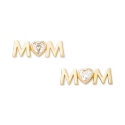 Gold-Tone Crystal Mom Stud Earrings