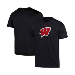 Mens Black Wisconsin Badgers School Logo Performance Cotton T-shirt