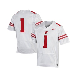 Mens #1 White Wisconsin Badgers Replica Football Jersey