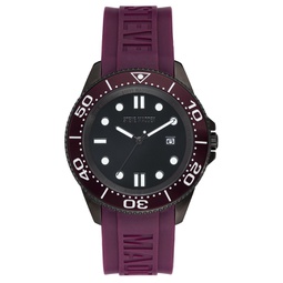 Mens Purple Silicone Strap Embossed with Steve Madden Logo Watch 44X50mm