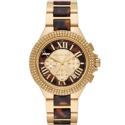 Womens Camille Chronograph Gold-Tone Stainless Steel and Tortoise Acetate Bracelet Watch 43mm