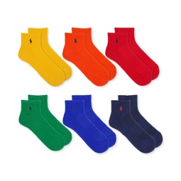 Mens 6-Pk. Performance Colorful Quarter Socks