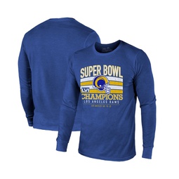 Mens Threads Royal Los Angeles Rams Super Bowl LVI Champions Tri-Blend Long Sleeve T-shirt