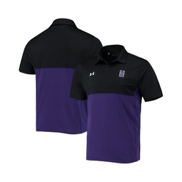 Mens Black Purple Northwestern Wildcats 2022 Blocked Coaches Performance Polo Shirt