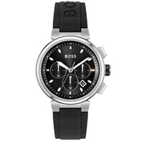 BOSS Mens One Black Silicone Strap Watch 44mm