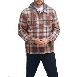 Mens Faux Sherpa Lined Flannel Shirt Jacket