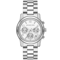 Womens Runway Chronograph Silver-Tone Stainless Steel Bracelet Watch 38mm