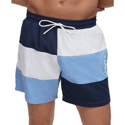Mens Color-Blocked Quick-Drying Material Swim Shorts