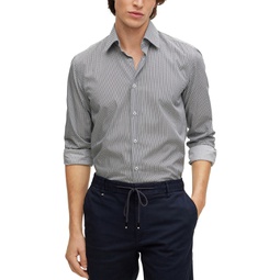 Mens Slim-Fit Structured Printed Stretch Cotton Shirt