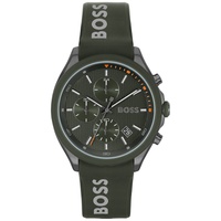 Boss Mens Velocity Quartz Fashion Chronograph Green Silicone Strap Watch 44mm