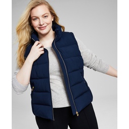 Womens Plus Size Stand-Collar Puffer Vest