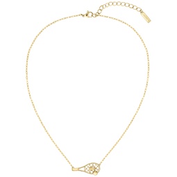 Gold Tone Tennis Racket Necklace