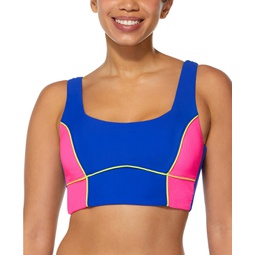 Womens Colorblock Longline Bikini Top